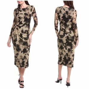 Kenneth Cole Black and Brown Long Sleeve Dress